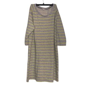Gap grey yellow stripes 3/4 sleeve sweater dress